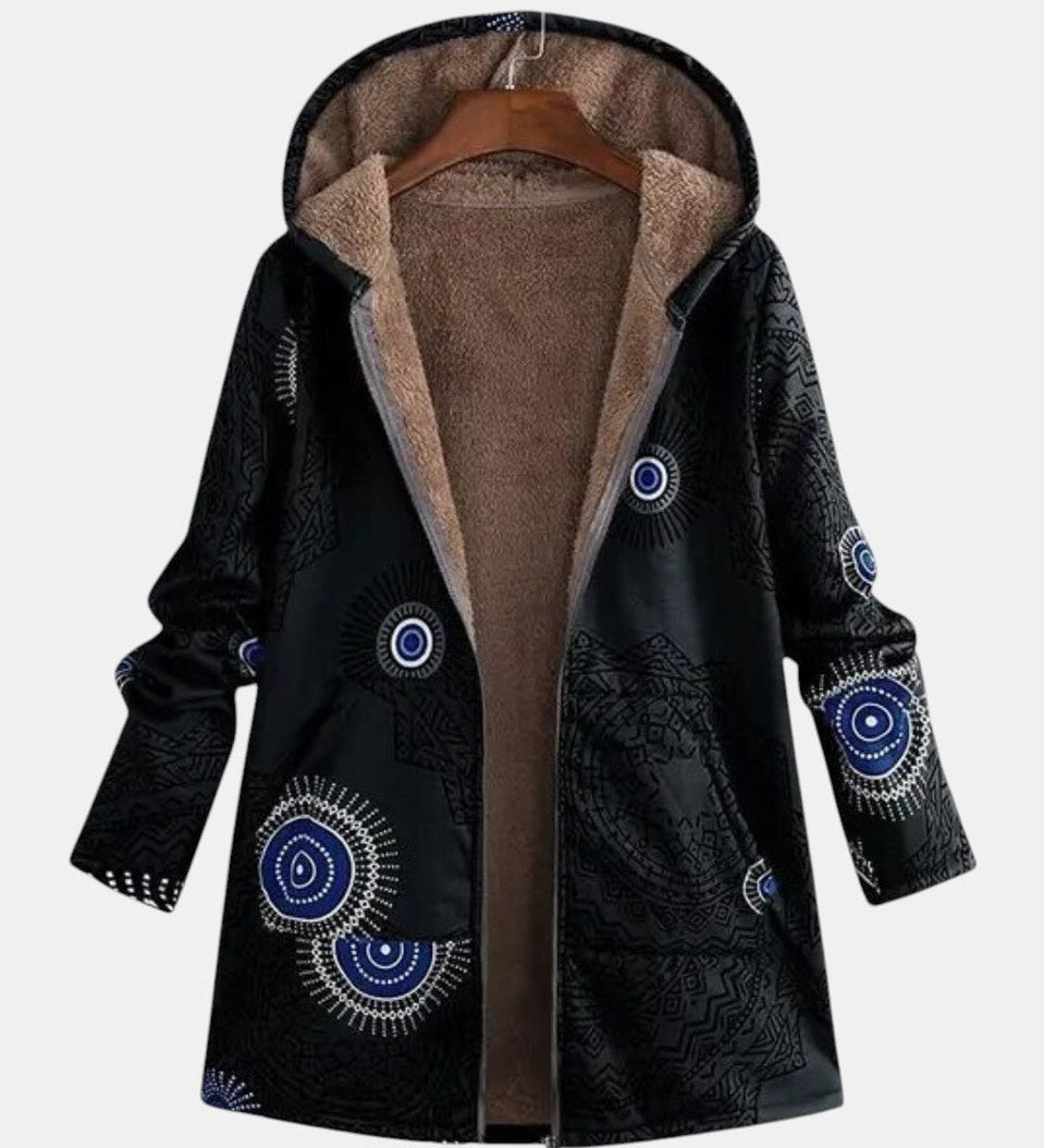 Sage - Sherpa-jack met tribalpatroon - Zwart