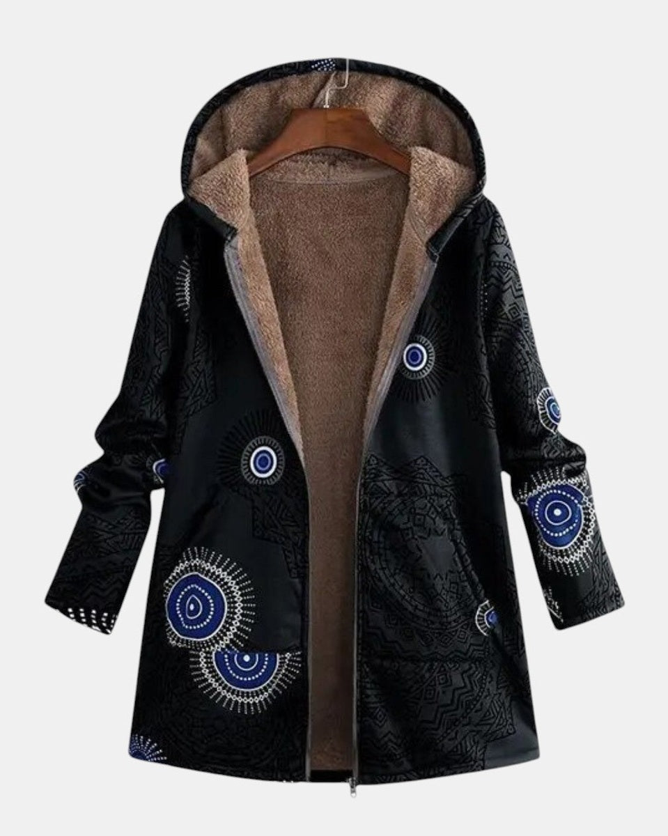 Sage - Sherpa-jack met tribalpatroon - Zwart