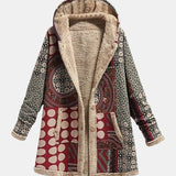 Scarlet - Bordeauxrood sherpa-jack met geometrisch patroon