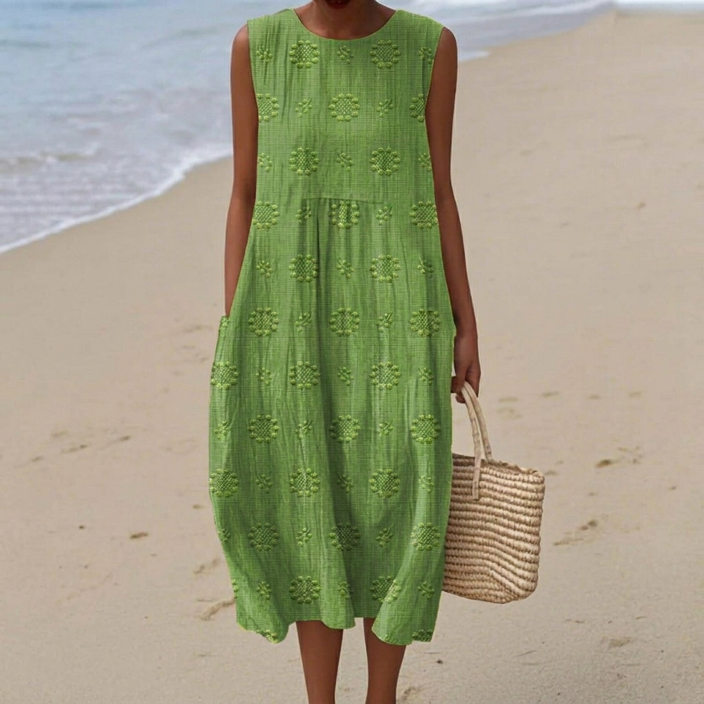 Isla - Mouwloze midi-jurk - Groen