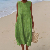 Isla - Mouwloze midi-jurk - Groen