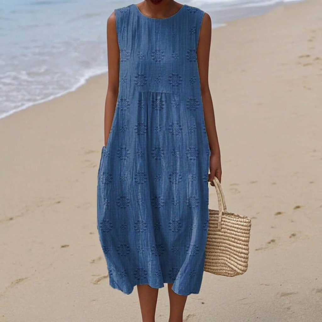 Iva - Mouwloze midi-jurk - Blauw
