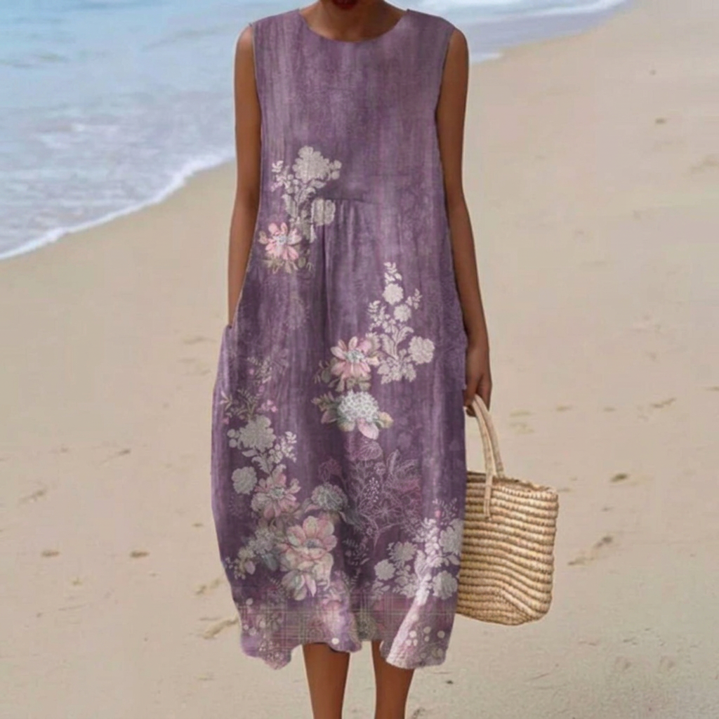 Freya - Mouwloze midi-jurk - Paars