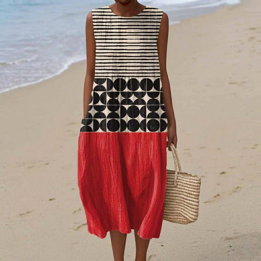 Layla - Mouwloze midi-jurk - Multikleur