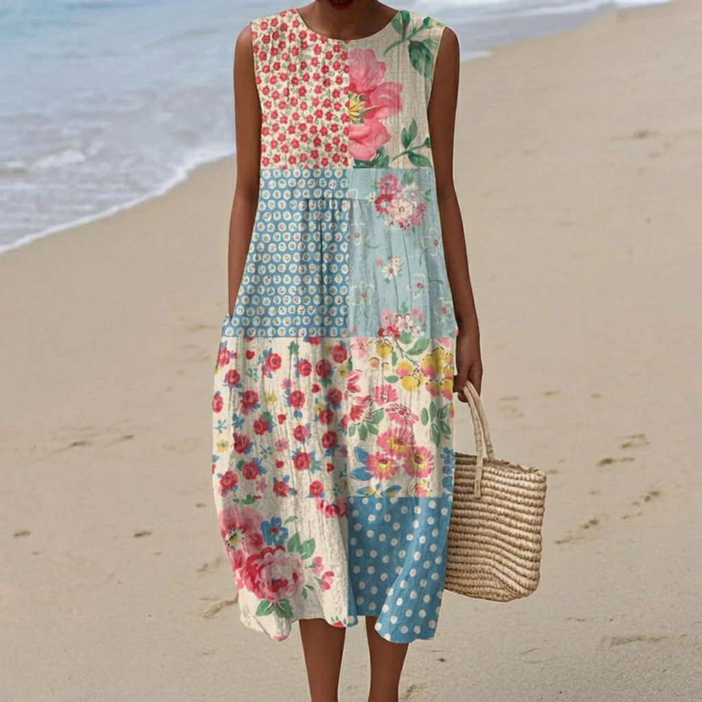 Mira - Mouwloze midi-jurk - Multikleur