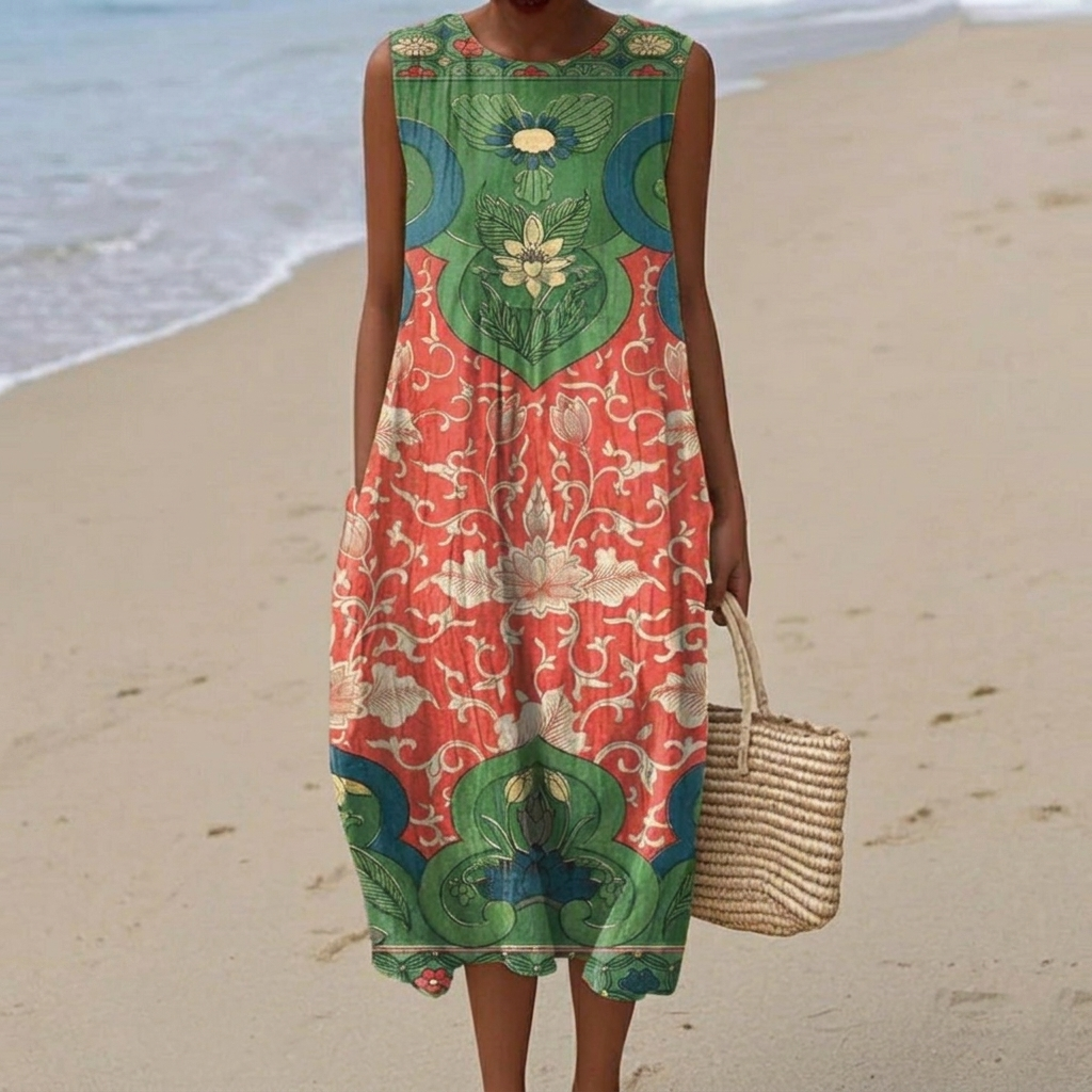 Amara - Mouwloze midi-jurk - Multikleur