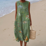 Lila - Mouwloze midi-jurk - Groen