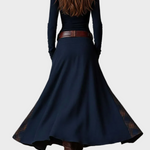 Berdien - Maxi-jurk van marineblauwe suédine met riem - afbeelding 10