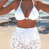 Nienke | Elegante eentonige kanten bikini set