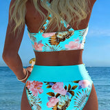 Bikini met bloemenprint en v-hals