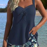 Sanne | Gestreepte Tankini met Tweedelige Strandshort
