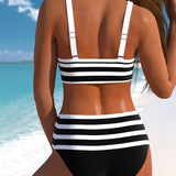 Maaike | Gestreepte Bikini met Hoge Taille