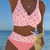 Tweedelige bikini met ruitprint