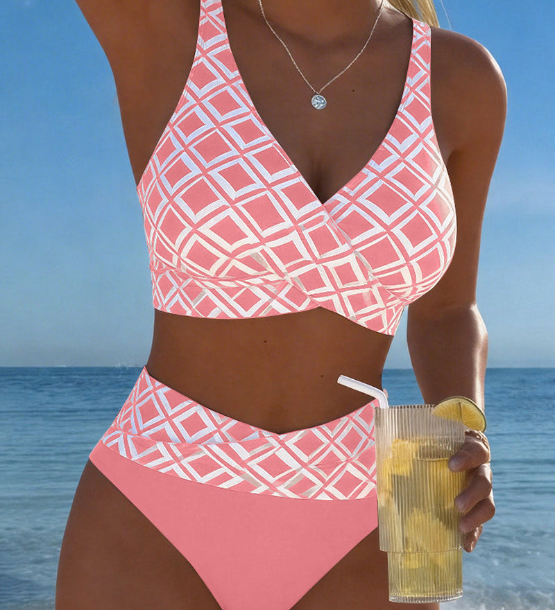 Tweedelige bikini met ruitprint