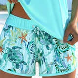 Tankini met zeeprint en split