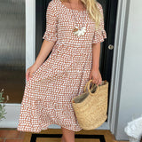 Fleur | Midijurk met ronde hals en stippenprint