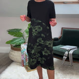 Renske | Patchworkjurk met ronde hals en bloemenprint