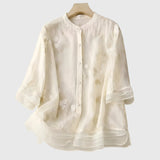 Nellie Elegante Top met Geborduurde Bloemen