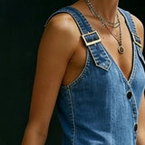 Vivian - Lange denimjurk met knopen - afbeelding 3