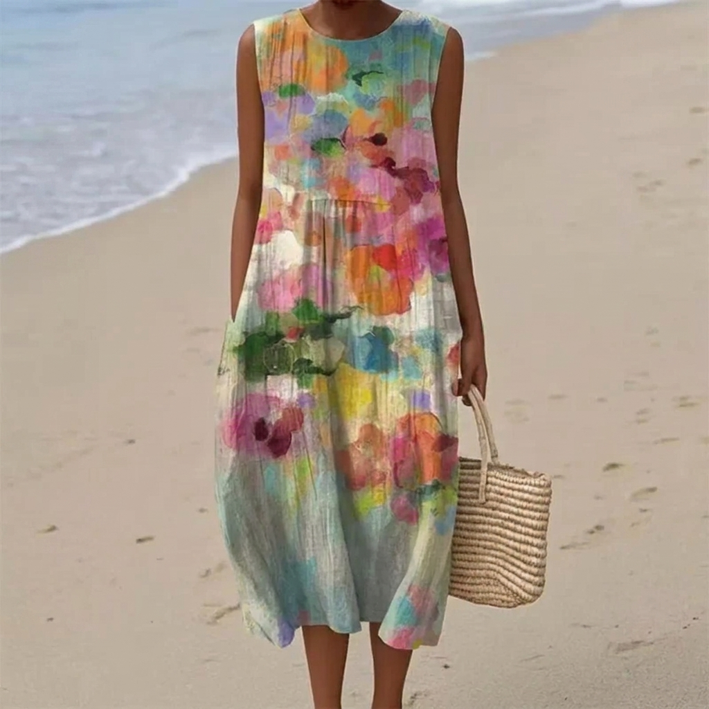 Mirte - Mouwloze midi-jurk - Multikleur
