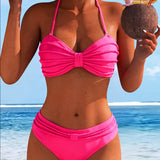 Effen bikini met halterhals