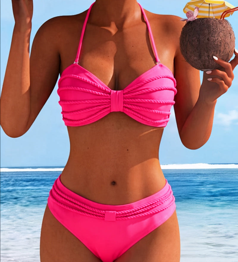Effen bikini met halterhals