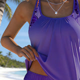 Tankini met zeeprint en split