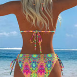 Kleurrijke bikini met halterhals en print