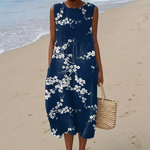 Tess - Mouwloze midi-jurk - Blauw