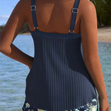 Sanne | Gestreepte Tankini met Tweedelige Strandshort