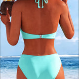 Effen bikini met halterhals