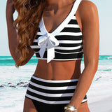 Maaike | Gestreepte Bikini met Hoge Taille