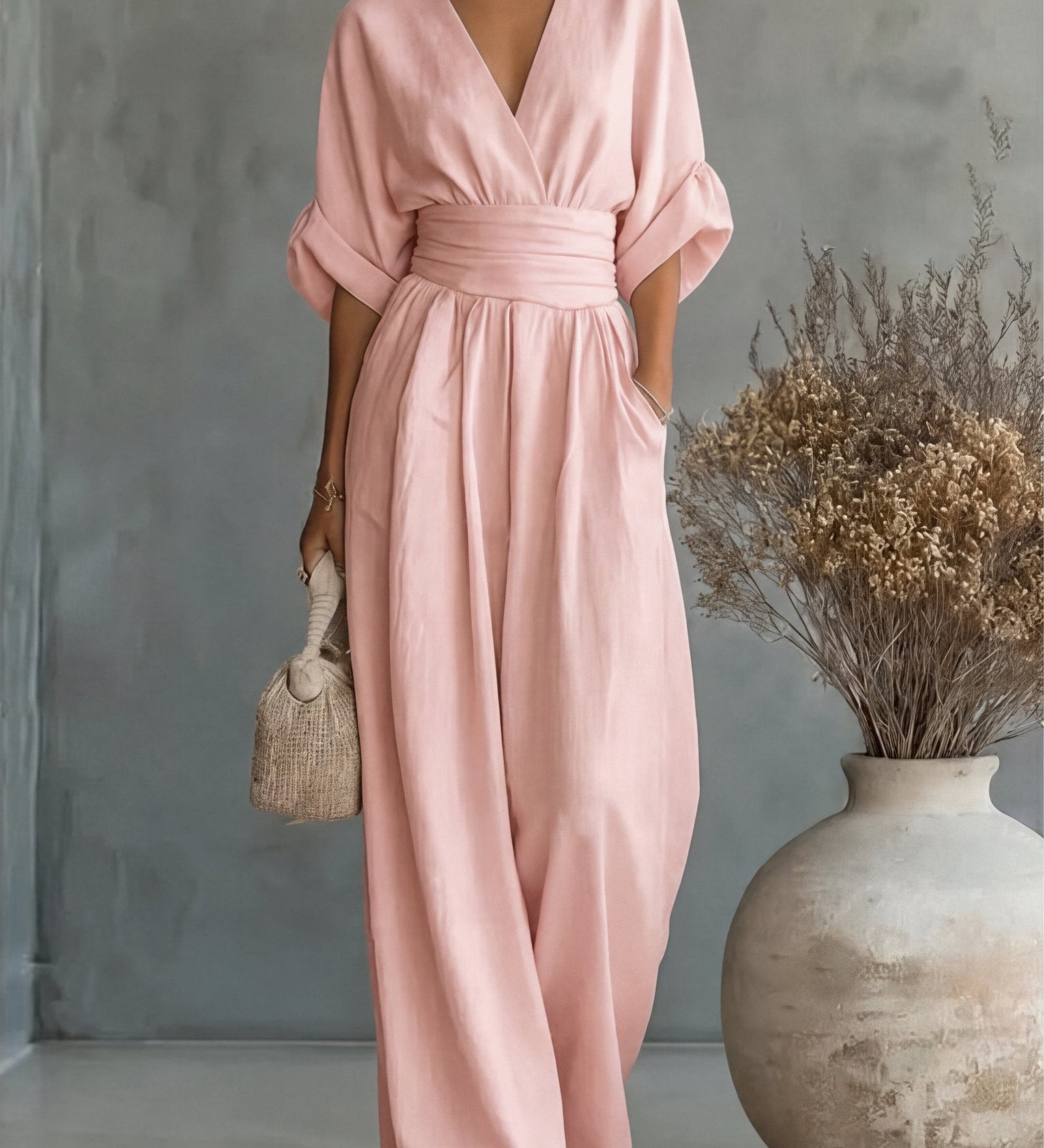Élise - Elegante vloeiende jumpsuit - Lichtroze