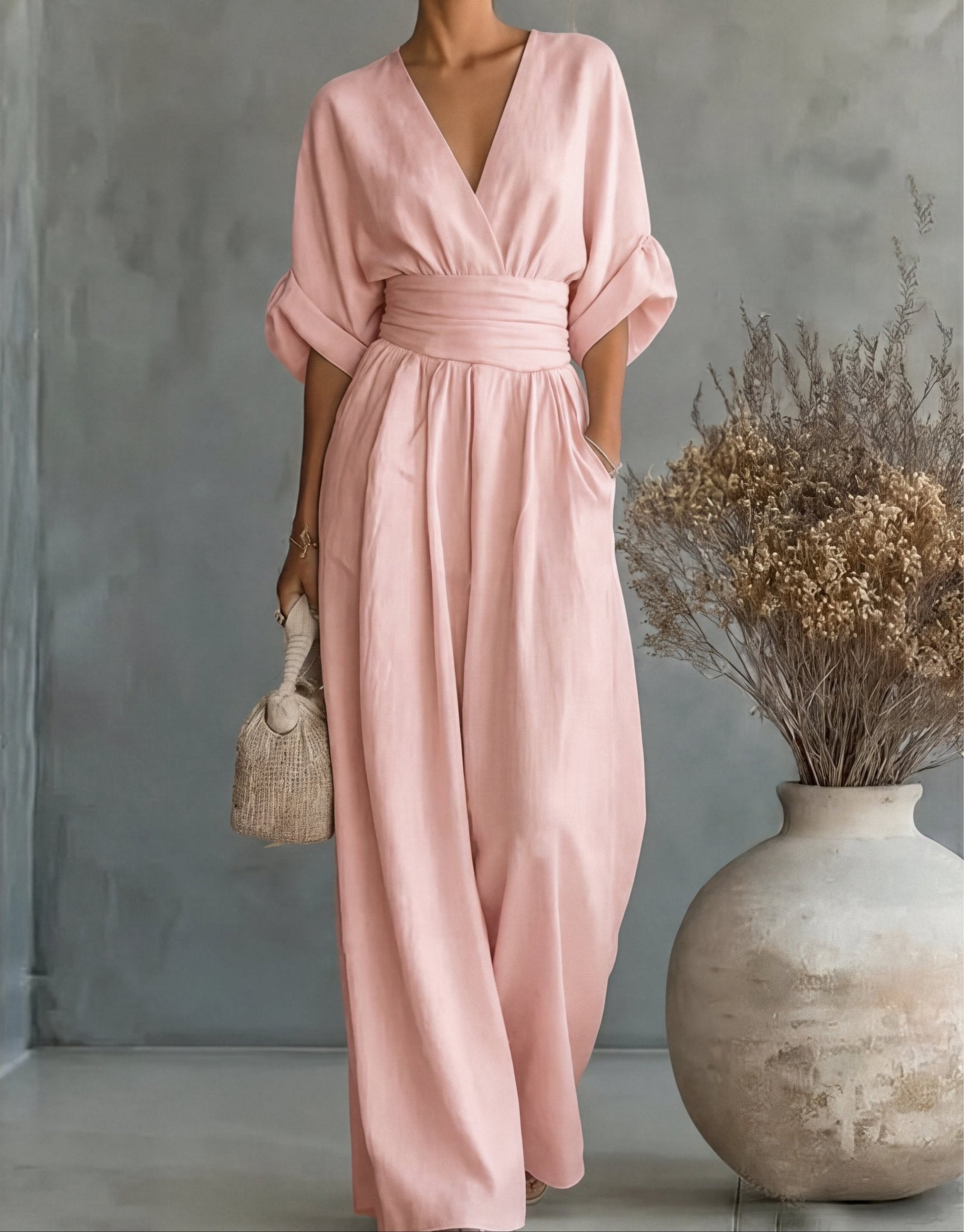 Élise - Elegante vloeiende jumpsuit - Lichtroze