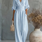Élise - Elegante vloeiende jumpsuit - Lichtblauw