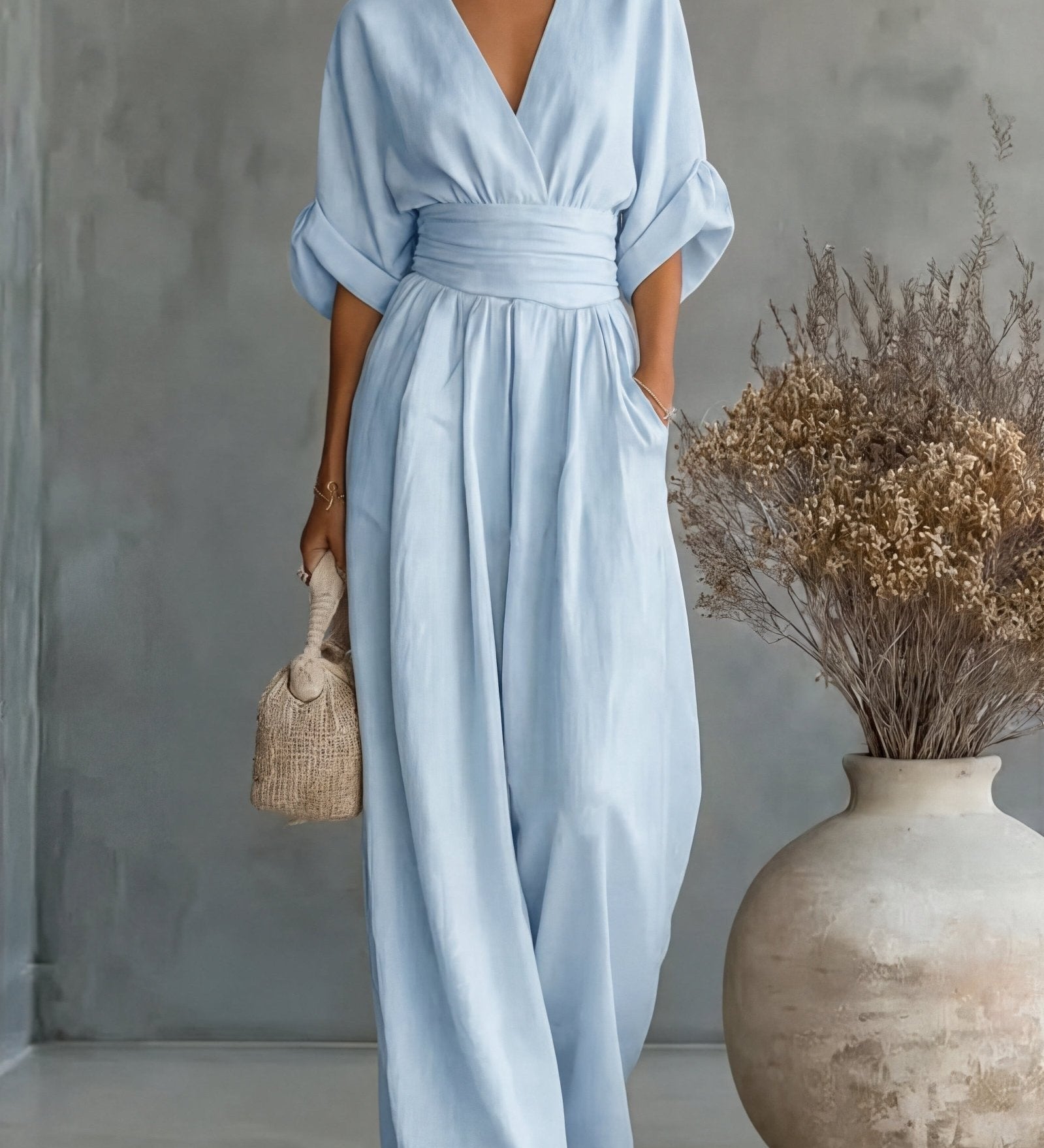 Élise - Elegante vloeiende jumpsuit - Lichtblauw