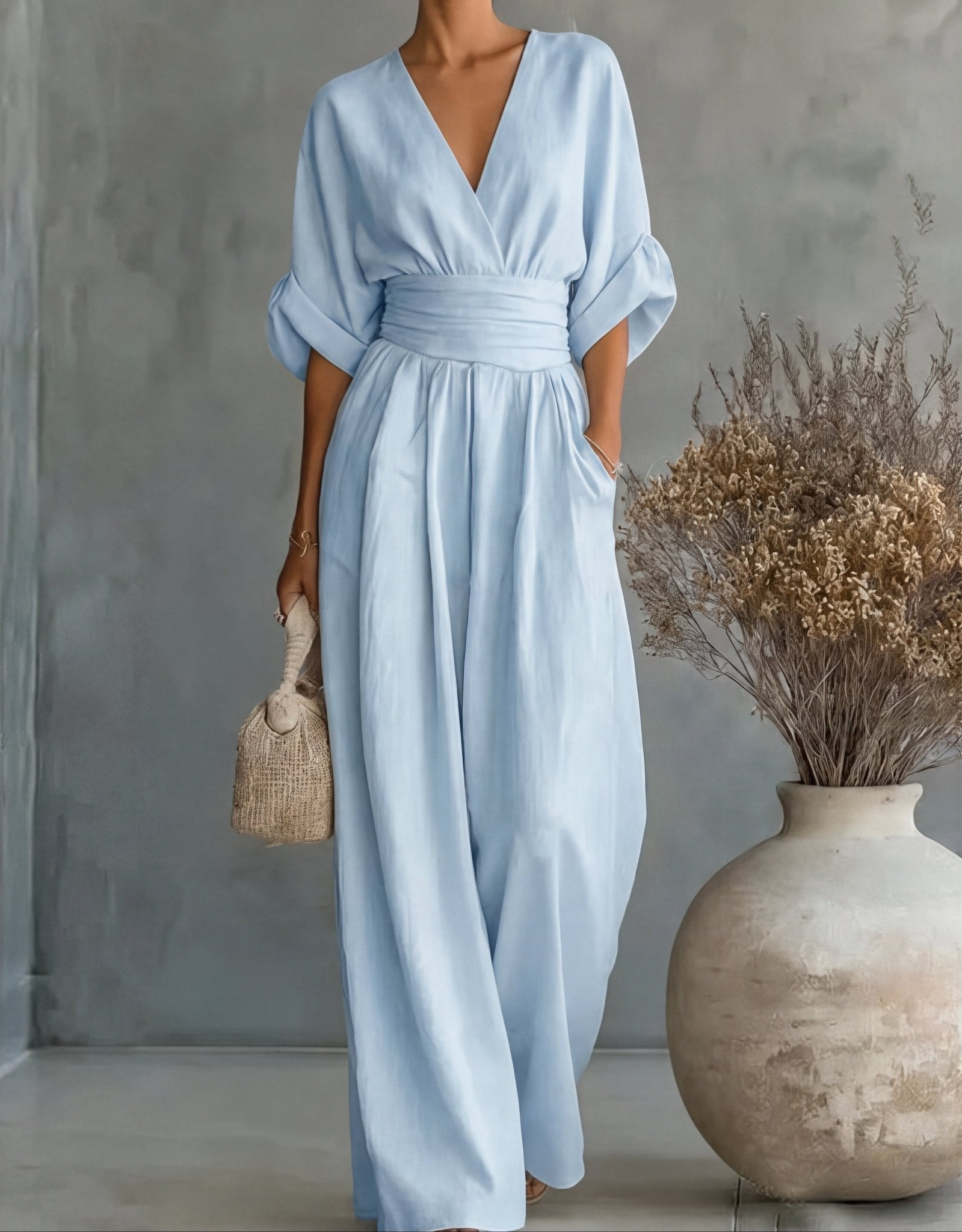 Élise - Elegante vloeiende jumpsuit - Lichtblauw