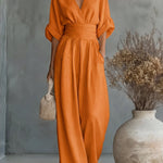 Élise - Elegante vloeiende jumpsuit - Oranje