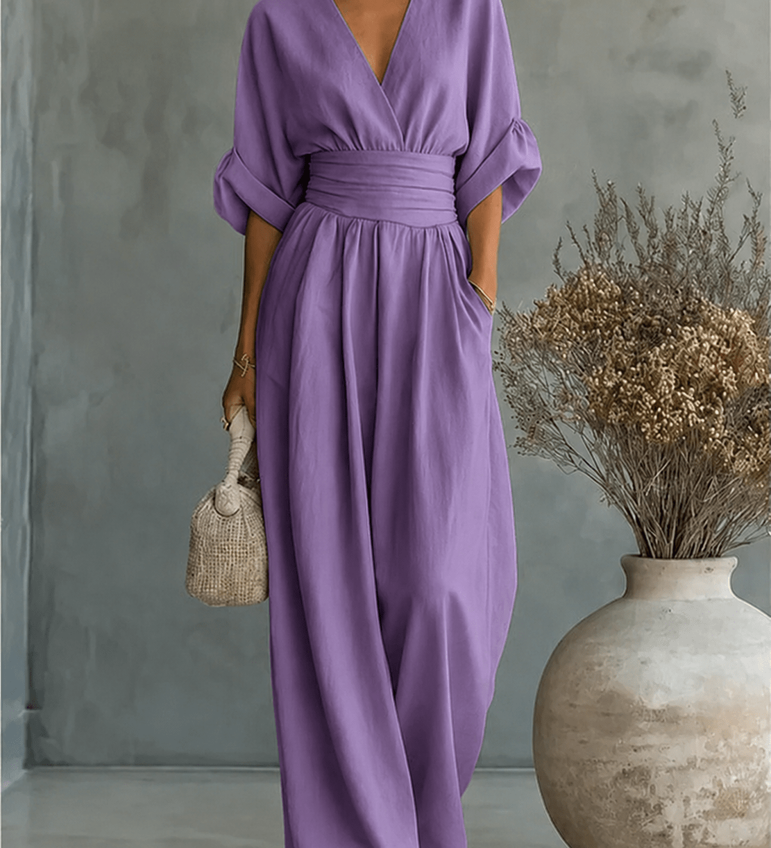 Élise - Elegante vloeiende jumpsuit - Paars