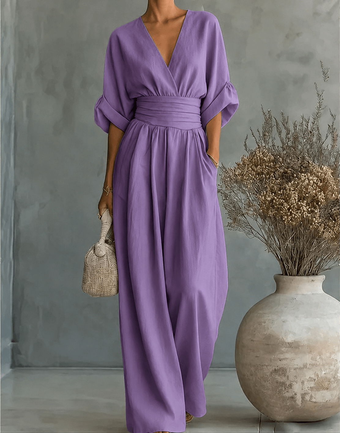 Élise - Elegante vloeiende jumpsuit - Paars
