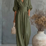 Élise - Elegante vloeiende jumpsuit - Groen