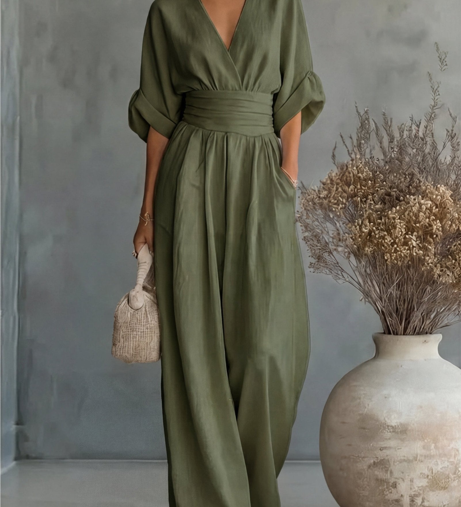 Élise - Elegante vloeiende jumpsuit - Groen