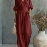 Élise - Elegante vloeiende jumpsuit - Bordeaux