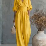 Élise - Elegante vloeiende jumpsuit - Geel