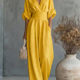 Élise - Elegante vloeiende jumpsuit - Geel