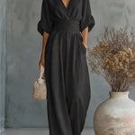 Élise - Elegante vloeiende jumpsuit - Zwart