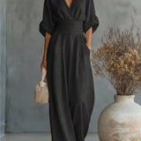 Élise - Elegante vloeiende jumpsuit - Zwart