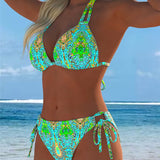 Kleurrijke bikini met halterhals en print