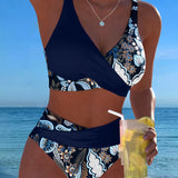 Bikini met bloemenprint in contrastkleuren