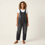 Stefanie - Denim jumpsuit met knoopbandjes - Zwart